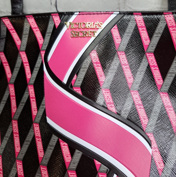 🎈HOLD🎈VICTORIA'S SECRET' TOP~ZIP CARRY~ALL TOTE BAG DOUBLE STRAP RIBBON LOGO - Picture 14 of 16